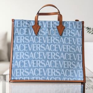 Versace Allover Denim Tote Bag
